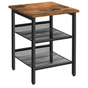 VASAGLE Beistelltisch mit 2 Gitterablagen 40 x 55 cm, Braun/Schwarz