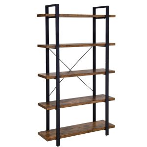 VASAGLE Regal mit 5 Ebenen 105 x 177.5 cm, Braun/Schwarz