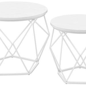 VASAGLE Couchtisch 2er Set 40/50 x 36 cm/40 cm, Weiss