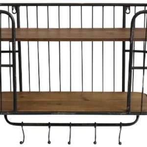 Chic Antique Küchenregal Kiefernholz, Schwarz / Braun